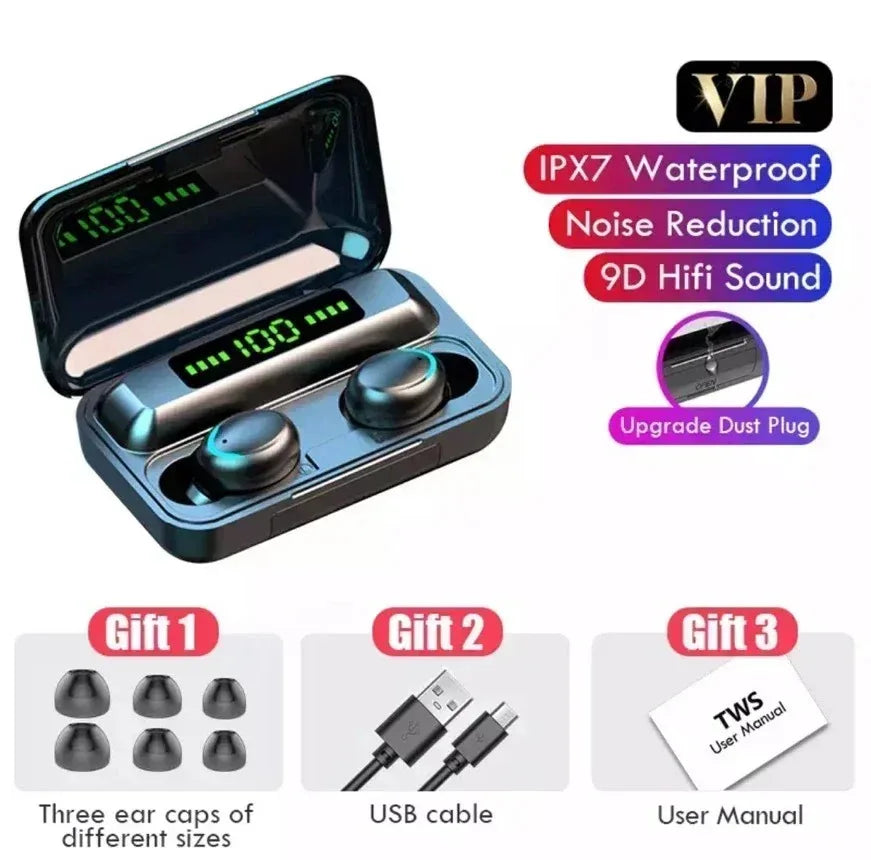 Écouteurs sans fil Bluetooth 5.3 TWS F9-5, casque stéréo Hi-Fi, étanches, avec micro, mains libres