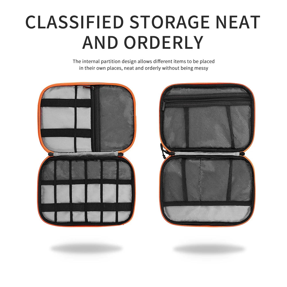 Organiseur électronique, organiseur de câbles de voyage, sac double couche pour accessoires électroniques, pour tablette 7,9", clé USB, cordons, noir