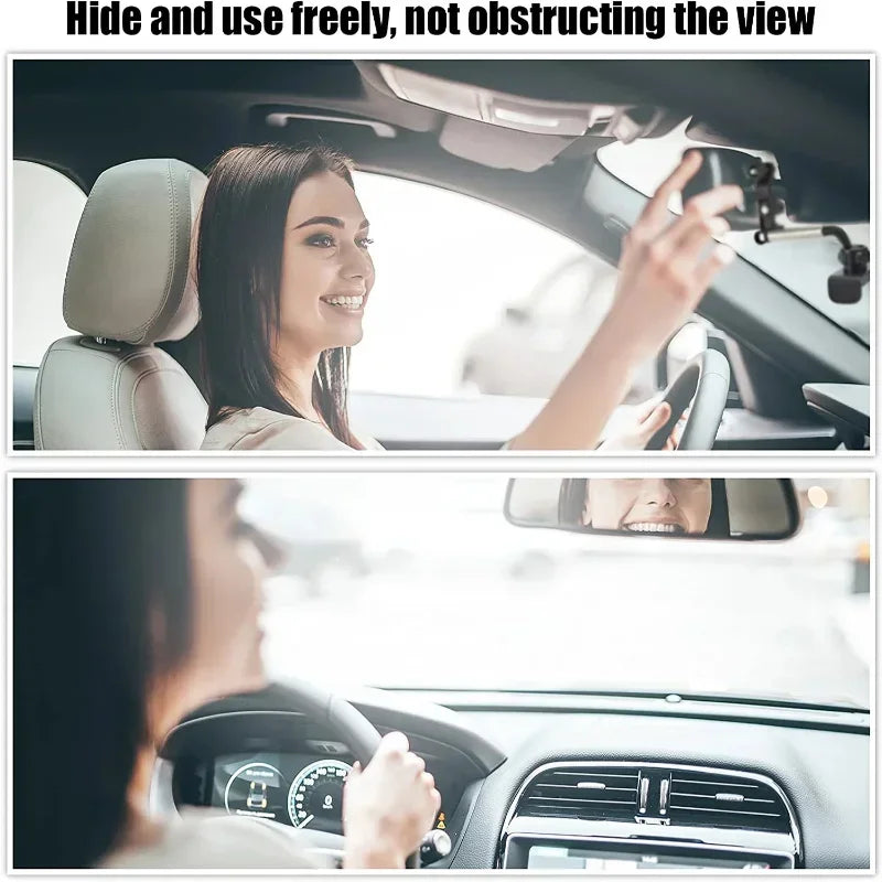 360 Rearview Mirror Car Phone Holder Universal Phone Stand Mount Support GPS Adjustable Bracket Back Seat Mobile Phone Holder