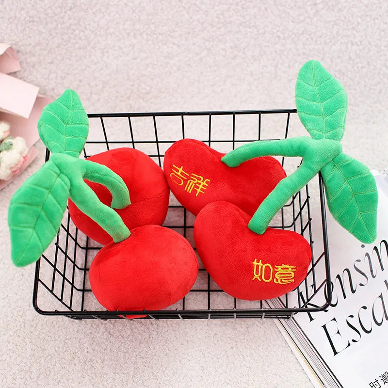 Peluche cerise dessin animé Kawaii, plantes en peluche, nourriture, cerise rouge, coussin, mignon, doux, jouets pour enfants, cadeau, décoration