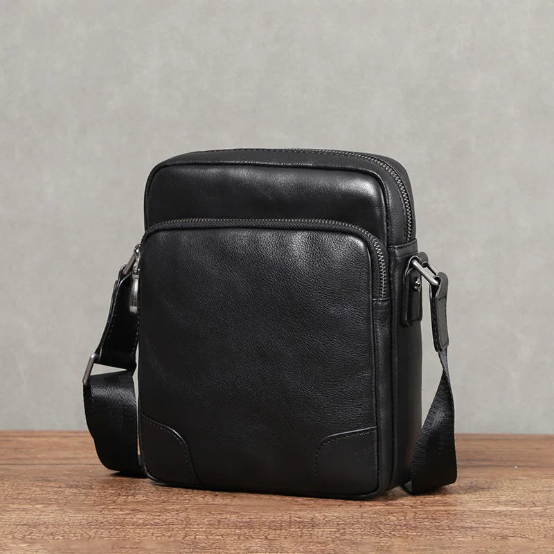 Sac à bandoulière en cuir véritable naturel pour homme, sacoche à rabat en cuir souple, petit sac à bandoulière pour homme, sacoche en cuir de vachette première couche