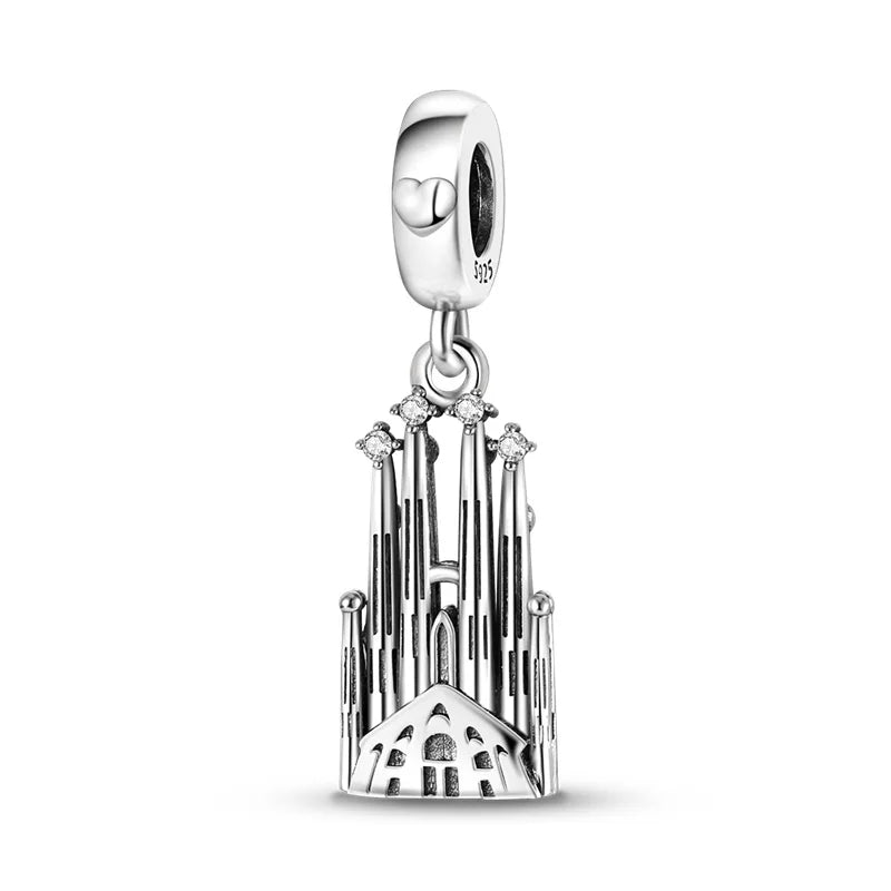 925 Sterling Silver Spots Series Charm Eiffel Tower Egypt Charms Pendant Fit MULA Original Sliver Bracelets DIY Jewelry Gifts