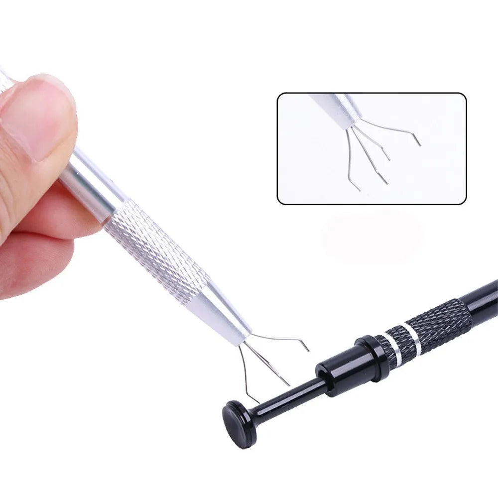 Lot de 2 outils de ramassage de bijoutier, outil de retrait de boule de perçage avec 4 broches pour petits objets, puces IC et composants électroniques