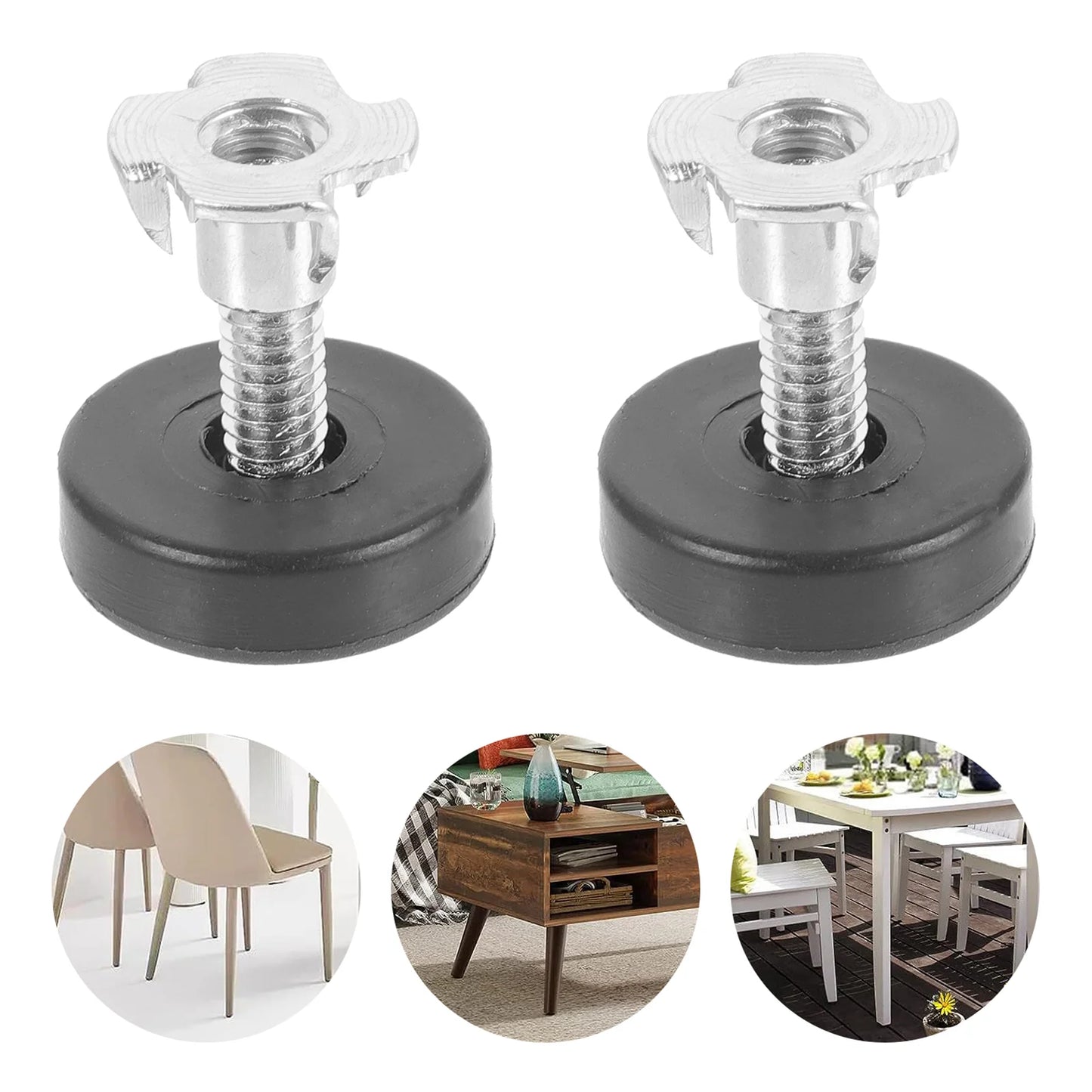 Lot de 12 niveleurs de pieds de meubles réglables avec filetage pour pieds de meubles, cales de nivellement, stabilisateurs durables