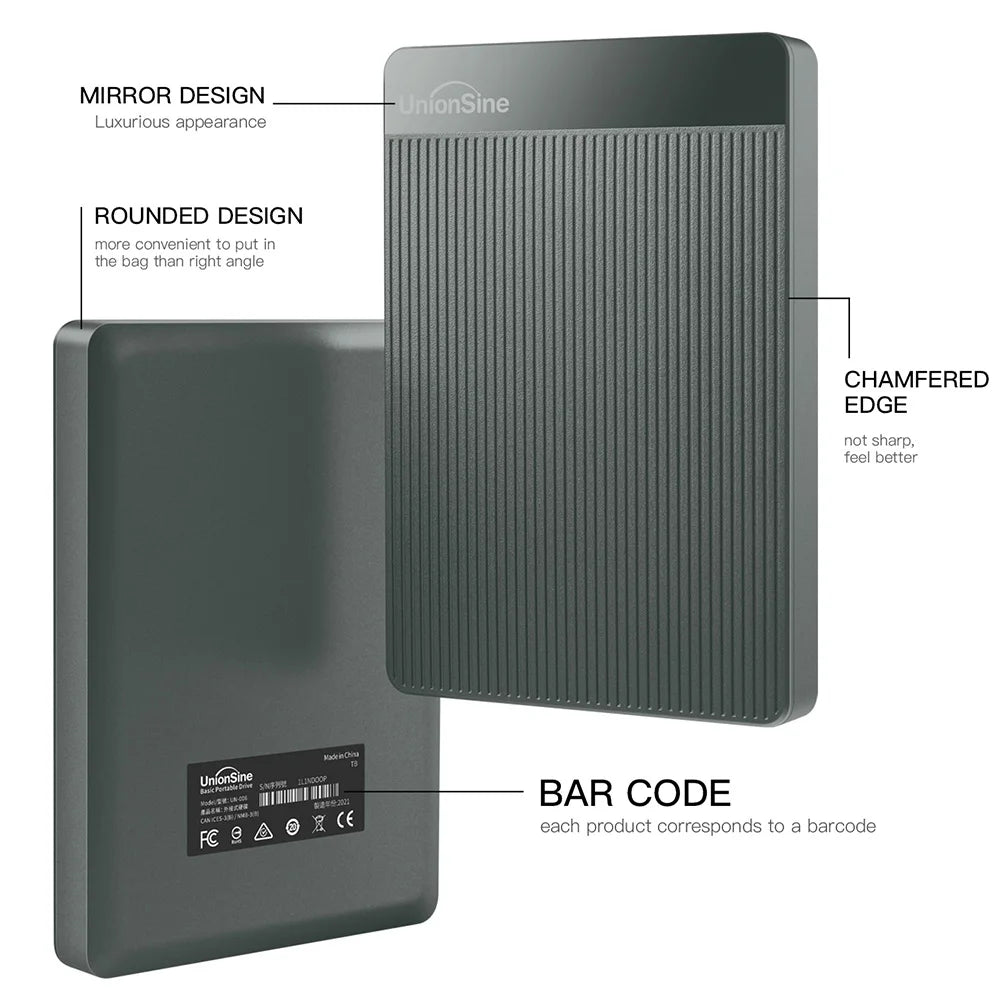 UnionSine Hdd External 2.5" Portable External Hard Drive disk 1tb/320gb/500gb/750gb Compatible for PC Desktop MacBook Computer