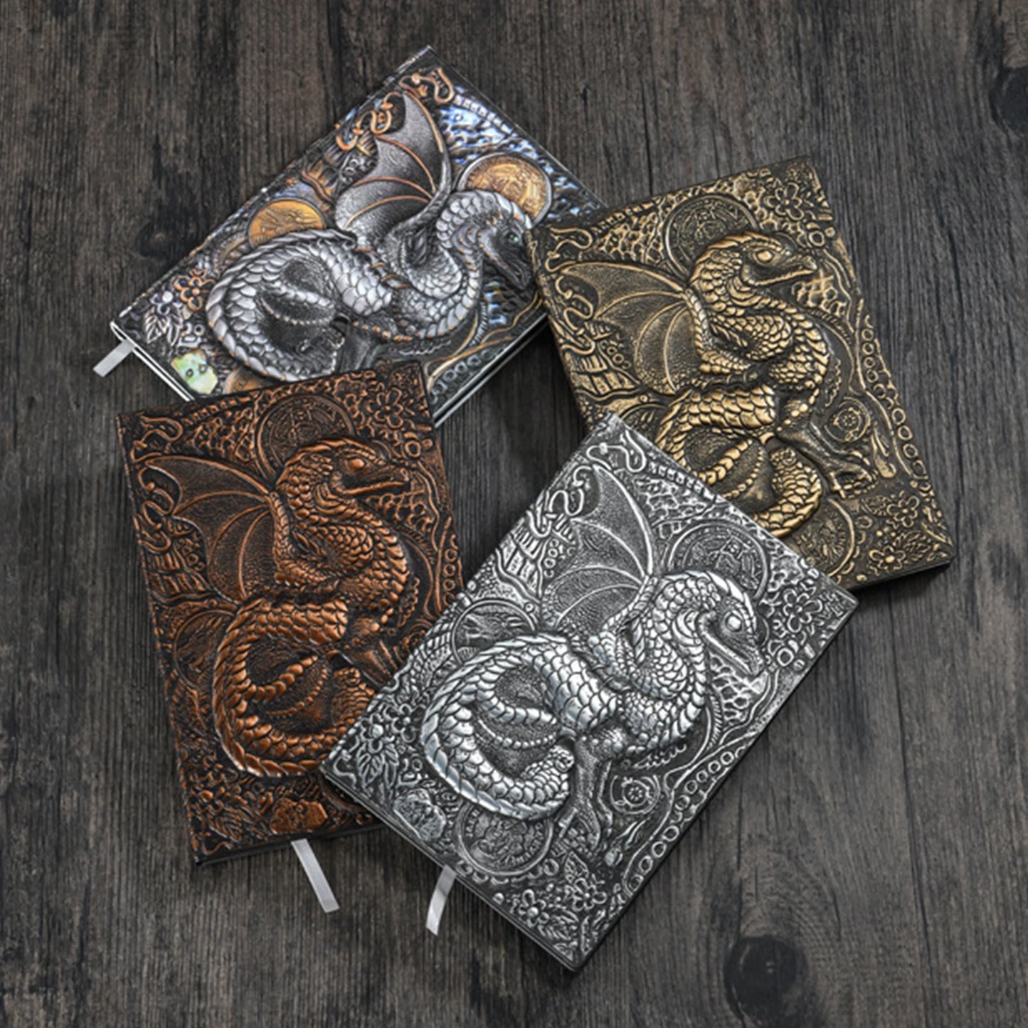Carnet de notes A5 en relief avec motif dragon volant 3D, fait à la main, couverture en cuir, cadeau pour homme, voyage, pensées, notes, poésie