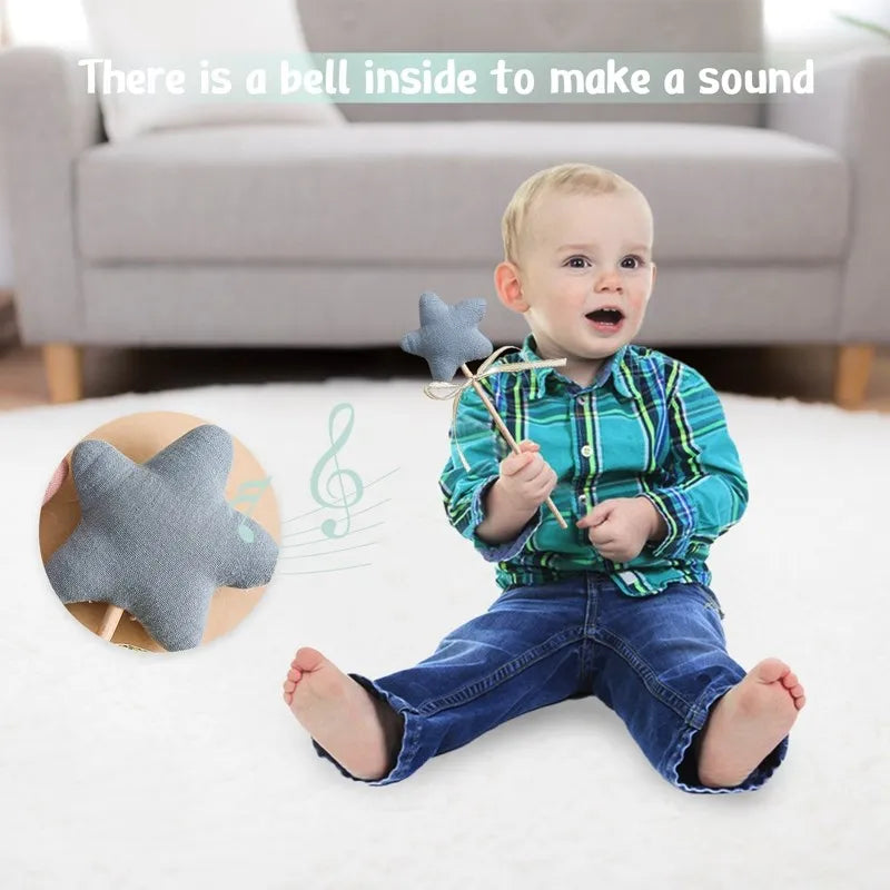 Baby Wooden Star Music Rattle Party Decor Baby Birthday Photography Accessories Cotton Rattle Gift Toys for Babies Music Gym