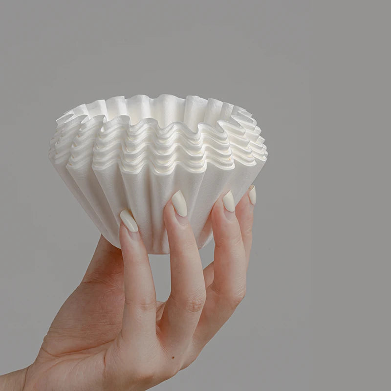 50pcs Disposable Basket Coffee Filter Paper ,Pour Over Filter Papers Cake Shape,Compatible With B75 Wave Dripper 155\185 Series