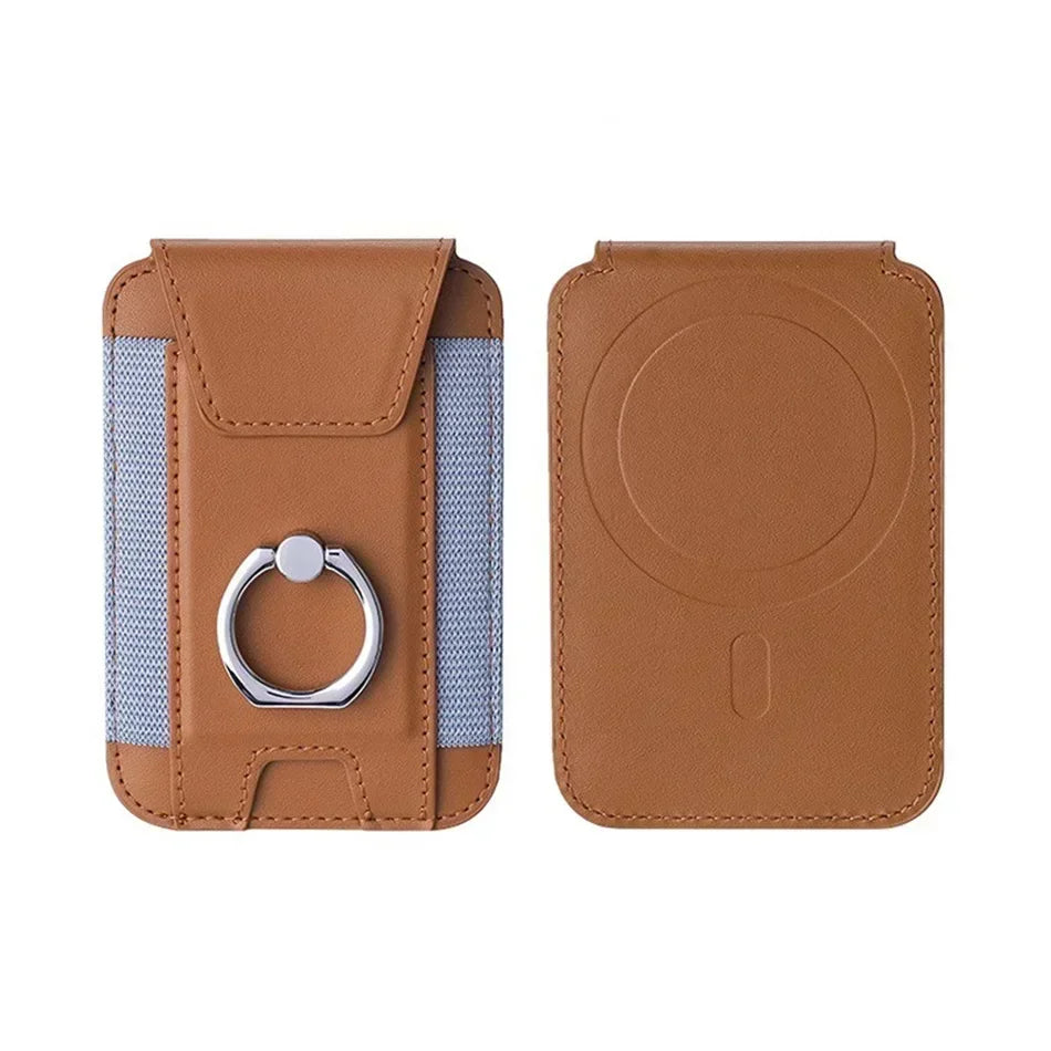 Magsafe Phone Wallet Card Holder with Ring Stand Flap Cover Pu Leather Wallet Magnetic Phone Case for Iphone 12 13 14 15 16 Pro