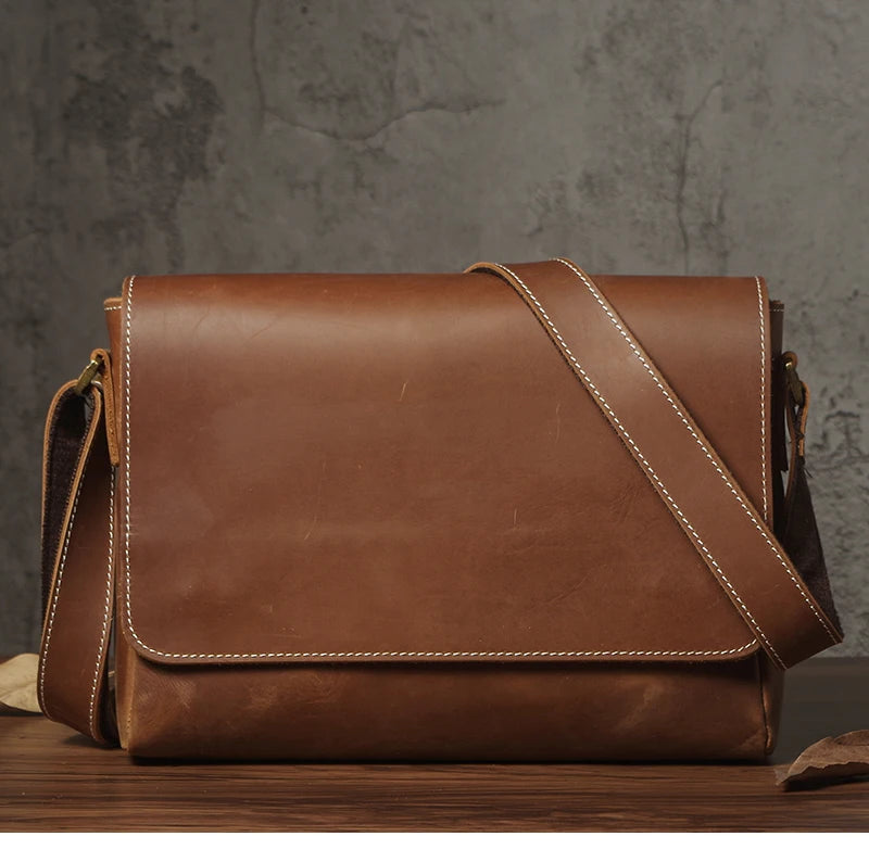 Sac à bandoulière NUKA en cuir véritable pour homme, style rétro, original, en cuir de vache, horizontal, à rabat, pour iPad 11 pouces