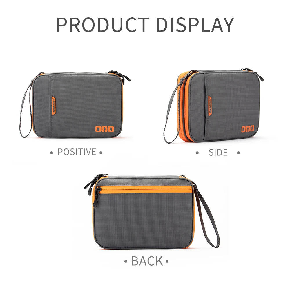Organiseur électronique, organiseur de câbles de voyage, sac double couche pour accessoires électroniques, pour tablette 7,9", clé USB, cordons, noir
