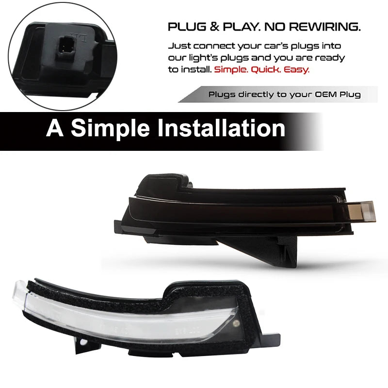 For Ford Mustang 2015-2021 Side Rear View Mirror LED Side Marker Turn Signal Repeat Blinker Lights Parking Dynamic Amber Lamp