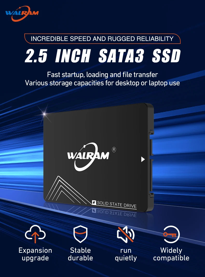 Disque dur SSD Walram 1 To SATA3 SSD 120 Go 240 Go 128 Go 256 Go 480 Go 512 Go 500 Go pour ordinateur portable de bureau