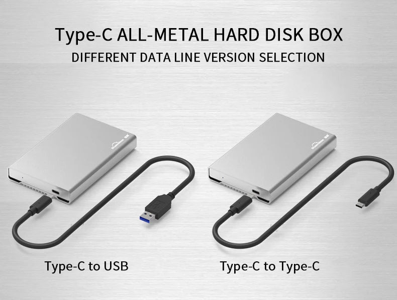 Blueendlless Aluminum Hdd Enclosure 2.5" Mobile Hard Disk Case Type-c Sata USB 3.1 Caddy All Metal Case Notebook External hdd bo