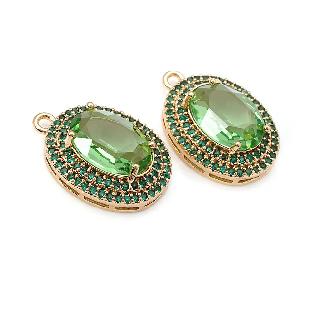 4PCS 18K Gold Color Brass Zircon Glass Oval Charms Pendants Necklace Earrings Diy Jewelry Accessories Rosediy official-website