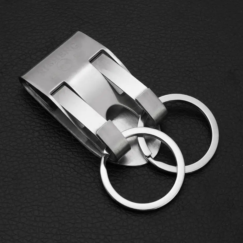 Stainless Steel Keyring Security Clip On Heavy Duty Belt for Key Clip Belt Keychain 2 Detachable Keyrings Belt for Key Holder
