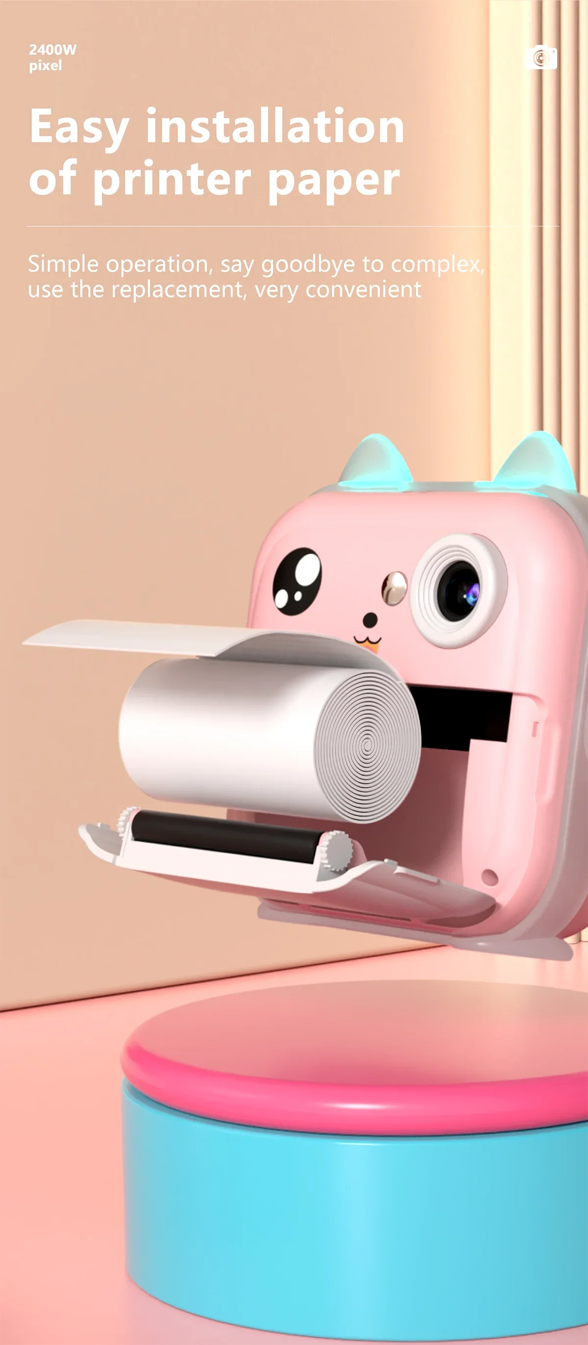 Q5 Kids Camera Instant Print Photo Children Inkless Mini Printer Digital Camera 32G TF Card Video Educational Toys Boy Girl Gift
