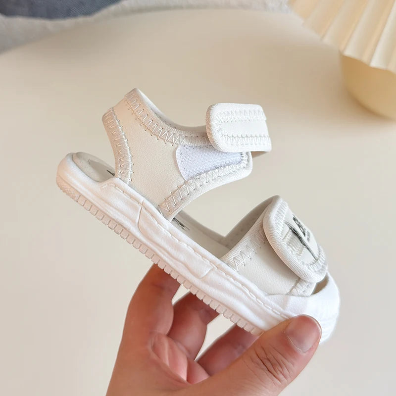 Sandales d'été antidérapantes pour bébés filles et garçons, chaussures plates à bout fermé pour tout-petits, chaussures de berceau, sandales d'extérieur pour nourrissons et enfants