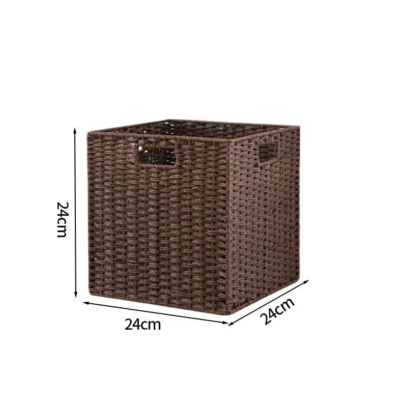 Boîte de rangement tissée à la main Grand panier Rangement de vêtements tissés Cuisine Chambre Salon Vêtements Épicerie Articles divers Organisateur
