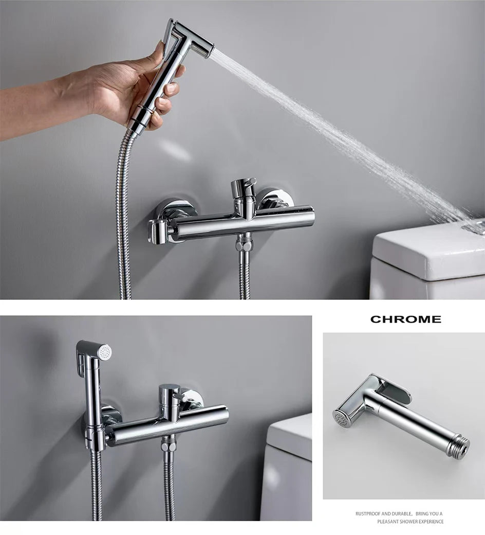 VGX Brass Bidet Faucet Set Handheld Ducha Higienica Hot Cold Toilet Crane Women Washer Bathroom Shattaf Sprayer Hygienic Shower