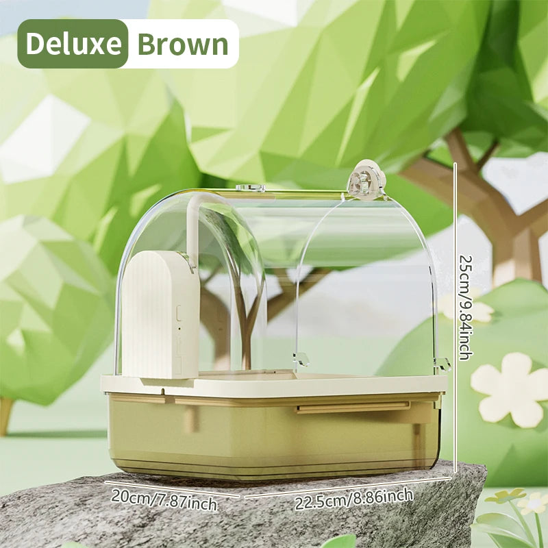 Bain d'oiseaux suspendu transparent, circulation d'eau automatique, douche de bain pour oiseaux, facile à nettoyer, conception peu encombrante, accessoire pour cage à oiseaux