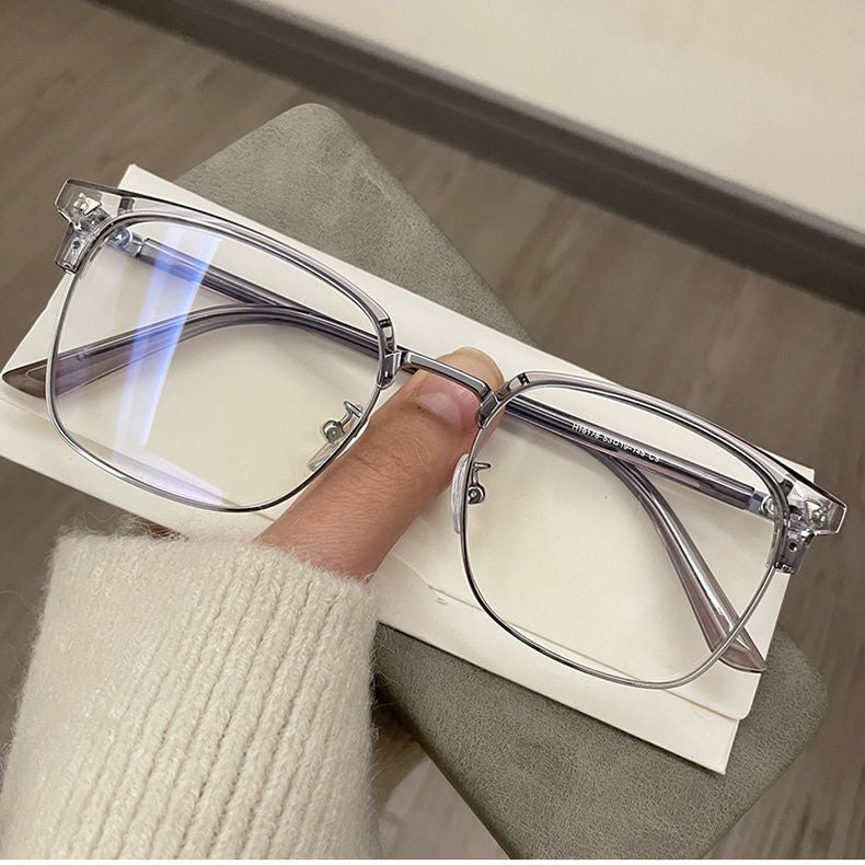 Lunettes anti-lumière bleue pour hommes et femmes, style rétro, demi-monture, optique, vintage, carrées, anti-radiations