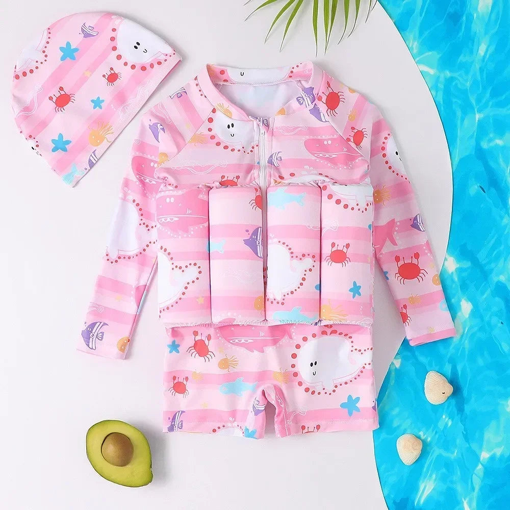 Maillot de bain une pièce pour enfants, protection contre les éruptions cutanées, imprimé dessin animé, vêtements de natation pour filles et garçons