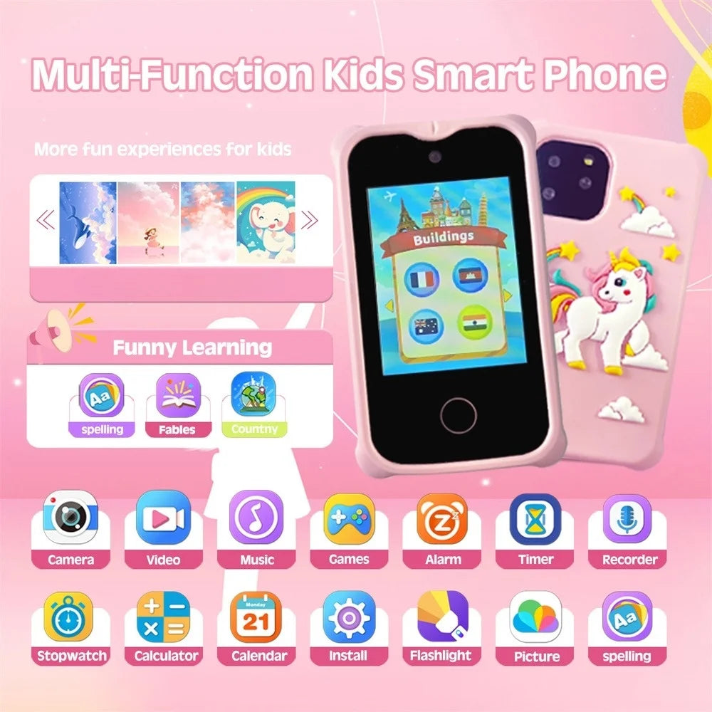 Kids Smart Phone Toys Dual Camera Touch Screen Phone Children Digital Camera 32G SD Card Option Boys Girls Birthday Gifts