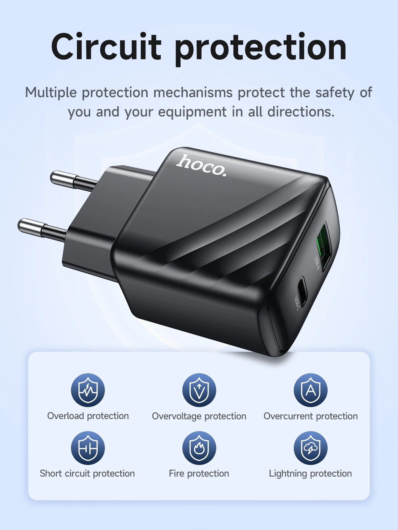 HOCO CS25A 20W USB Type C Charger PD Fast Charge Phone QC 3.0 Quick Chargers For iPhone 15 14 13 12 Pro Max Mini iPad Charging