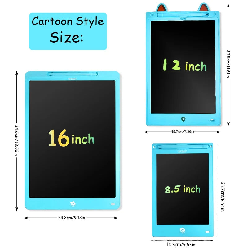 Tablette graphique LCD 8,5/10/12/16 pouces, tableau de dessin animé, jouets, cadeaux pour filles et garçons de 3 à 12 ans, bloc-notes pour enfants