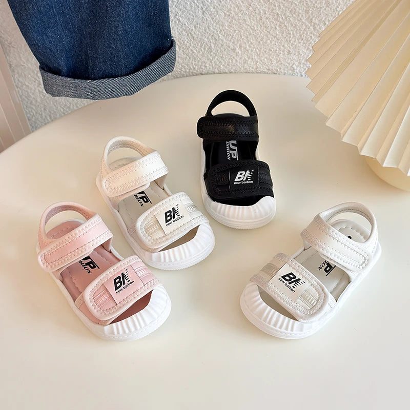Sandales d'été antidérapantes pour bébés filles et garçons, chaussures plates à bout fermé pour tout-petits, chaussures de berceau, sandales d'extérieur pour nourrissons et enfants