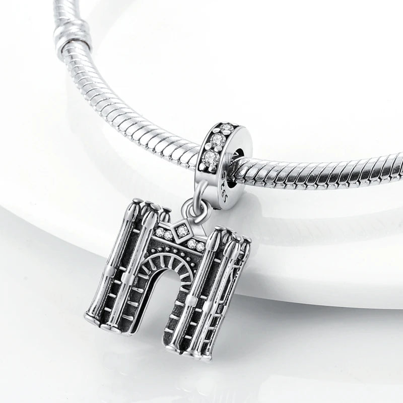 925 Sterling Silver Spots Series Charm Eiffel Tower Egypt Charms Pendant Fit MULA Original Sliver Bracelets DIY Jewelry Gifts