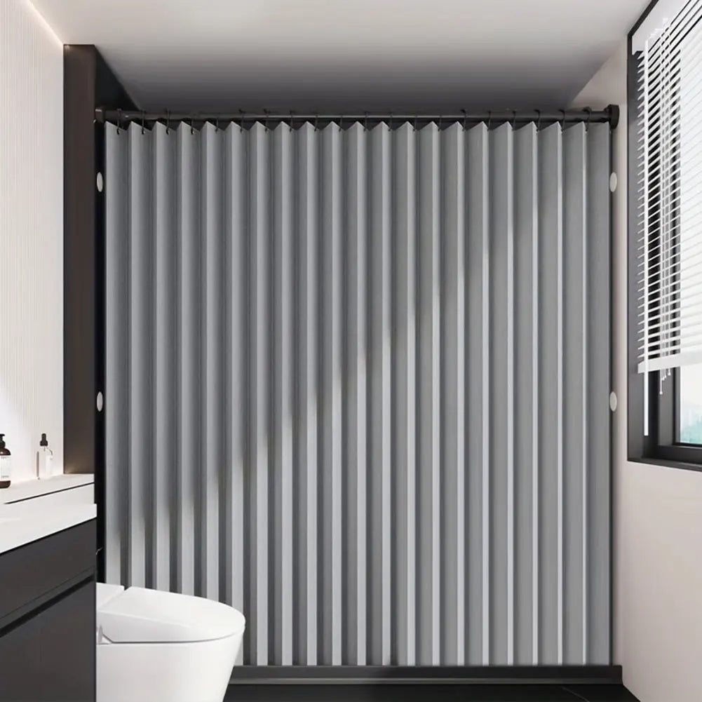 Foldable Magnetic Shower Curtain Waterproof Bath Curtain with 12/14 Hooks Modern Curtain Privacy Bathroom Divider for Bathroom