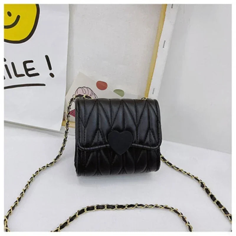 Fashion Heart Baby Girls Small Shoulder Bags Kids Coin Purse Accessories Handbags Lovely Children's Mini Square Messenger Bag