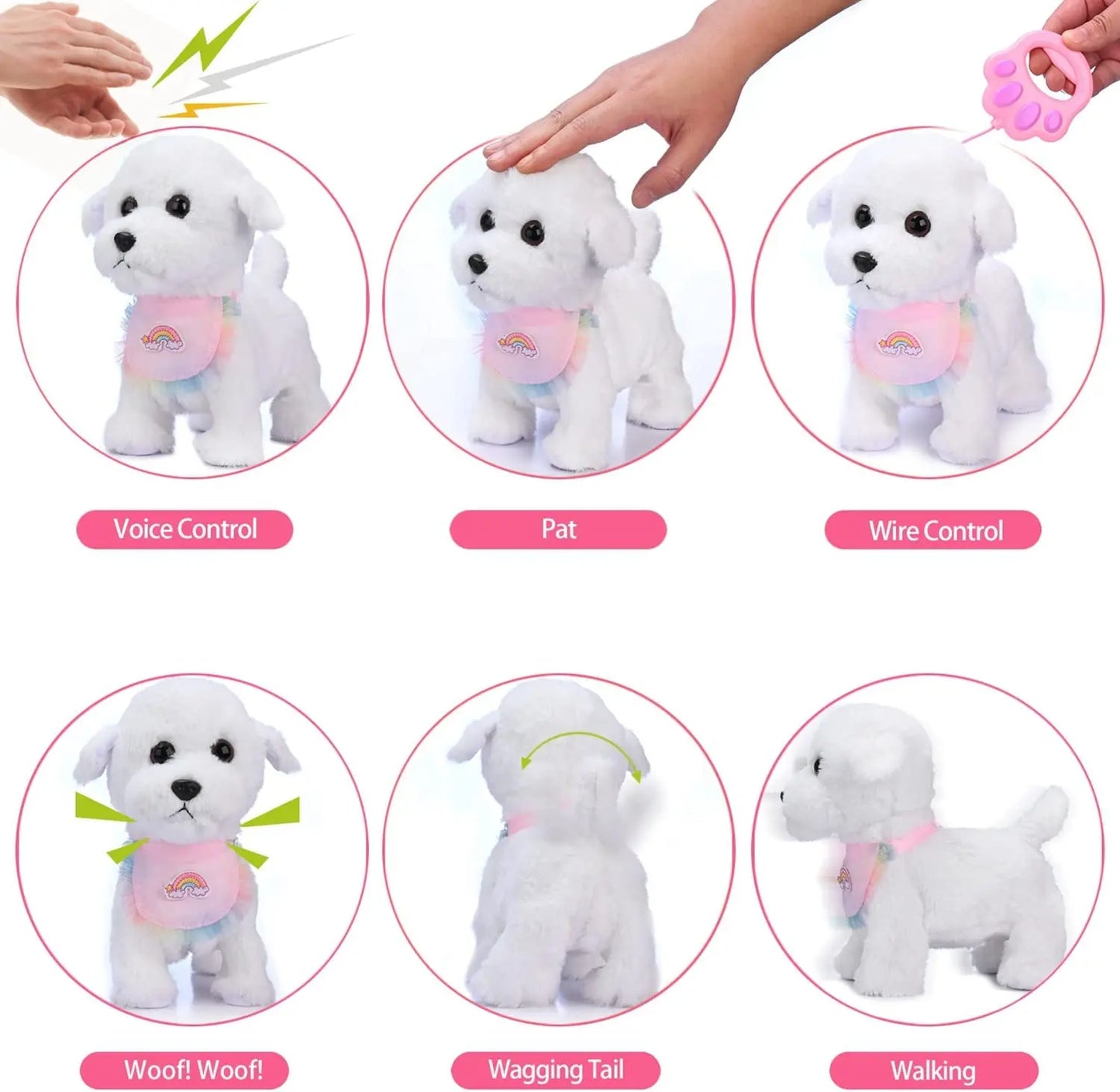 Jouet interactif électronique en peluche pour enfant, qui secoue la queue, fait semblant de s'habiller, chien en peluche qui aboie et marche avec laisse