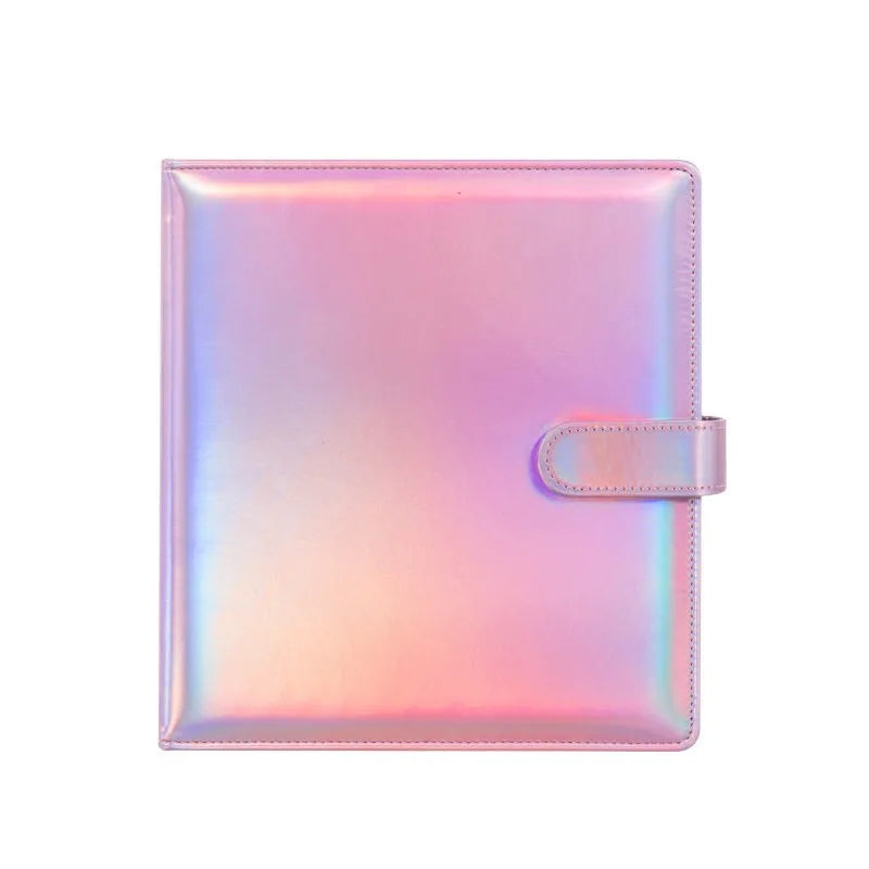 PLRBOK A5 Widened 3-ring D-shaped Magnetic Buckle Laser Mirror Binder Photo Album Card PhotoCard Collection Book Ring Notebook