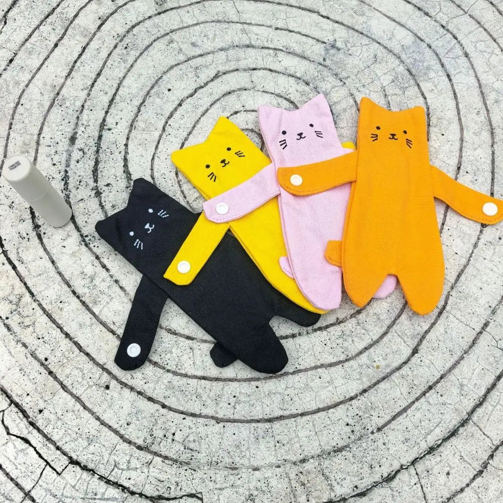 Canvas Cartoon Cat Coin Purse Zipper Closure Anti Loss Zippered Mini Wallet Snap Button Decorative Small Change Pouch Daily Use