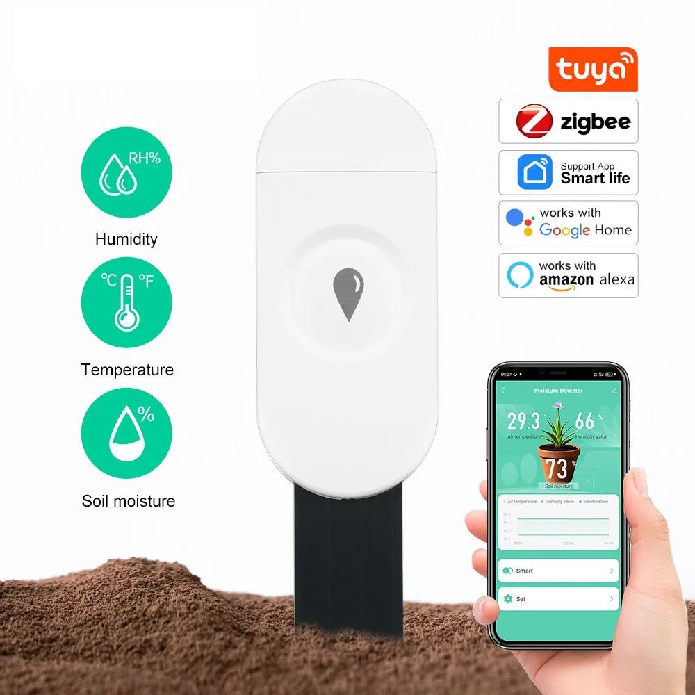Testeur de sol intelligent Zigbee 3.0, compteur de température et d'humidité, thermohygromètre étanche, détecteur d'irrigation et d'automatisation de jardin