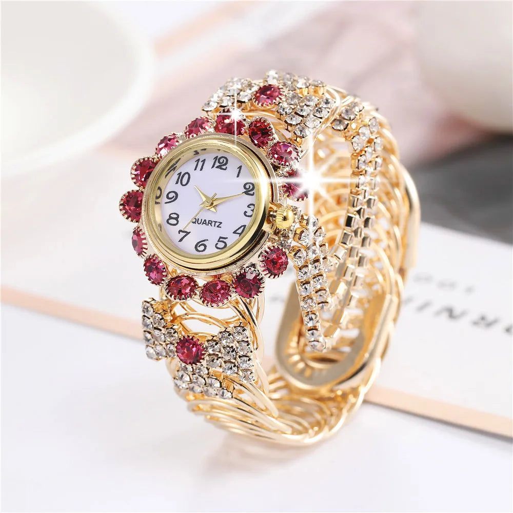 YIKAZE Diamond Rhinestone Luxury Women Quartz Wristwatch Fashion Ladies Alloy Steel Strap Casual Watches Clock Waterproof