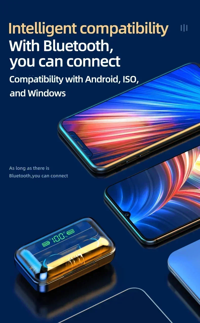 Écouteurs sans fil Bluetooth F9, stéréo, étanches, réduction du bruit, avec micro, pour Lenovo