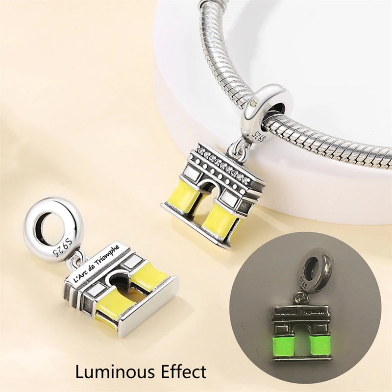 925 Sterling Silver Spots Series Charm Eiffel Tower Egypt Charms Pendant Fit MULA Original Sliver Bracelets DIY Jewelry Gifts
