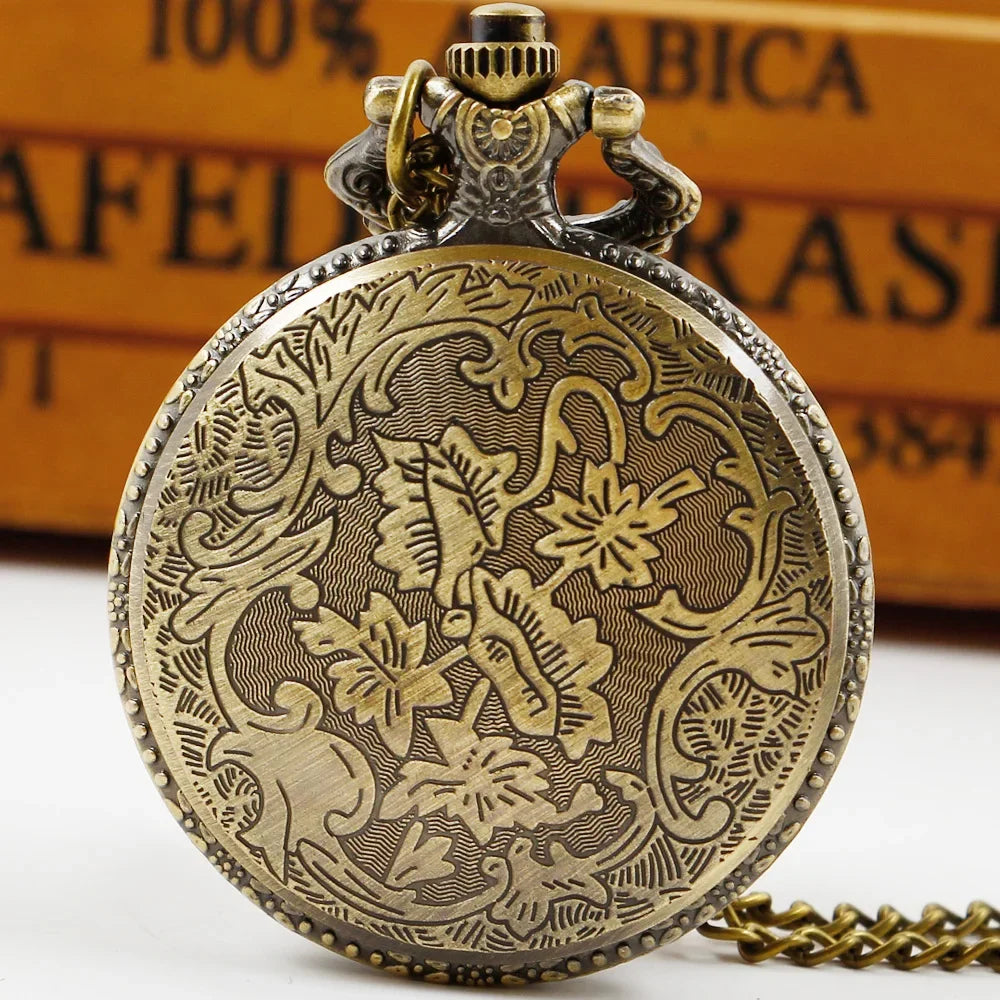 Vintage Bronze Quartz Steampunk Watch 3D Car Truck Pattern Pocket Watch Men FOB Chain Necklace Pendant Clock Gifts