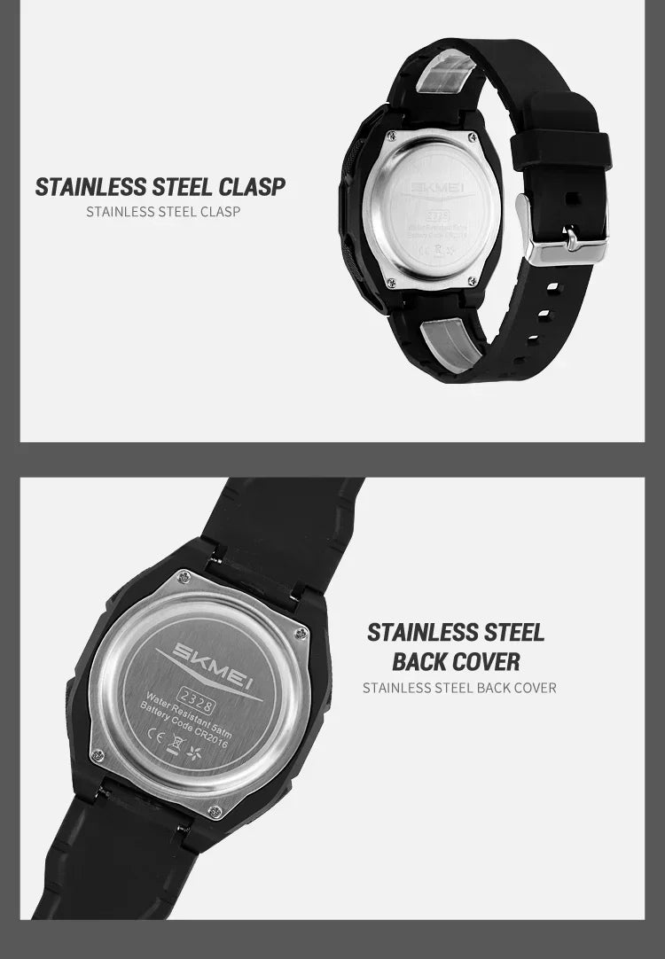 Montre SKMEI 2328 pour homme, accessoire de sport, étanche, réveil, numérique, électronique