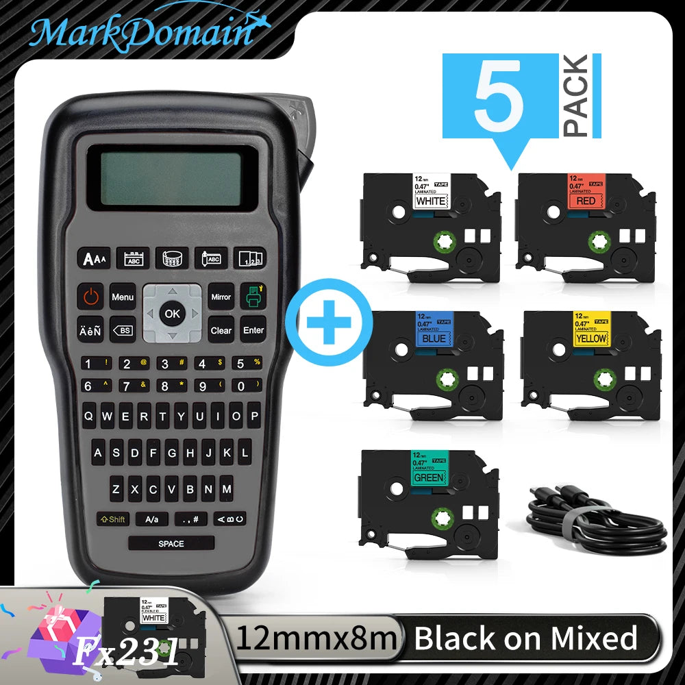 Imprimante portable E1000 Pro, étiqueteuse portable pour travaux d'étiquetage industriel, compatible avec le ruban d'étiquettes Brother TZe-231