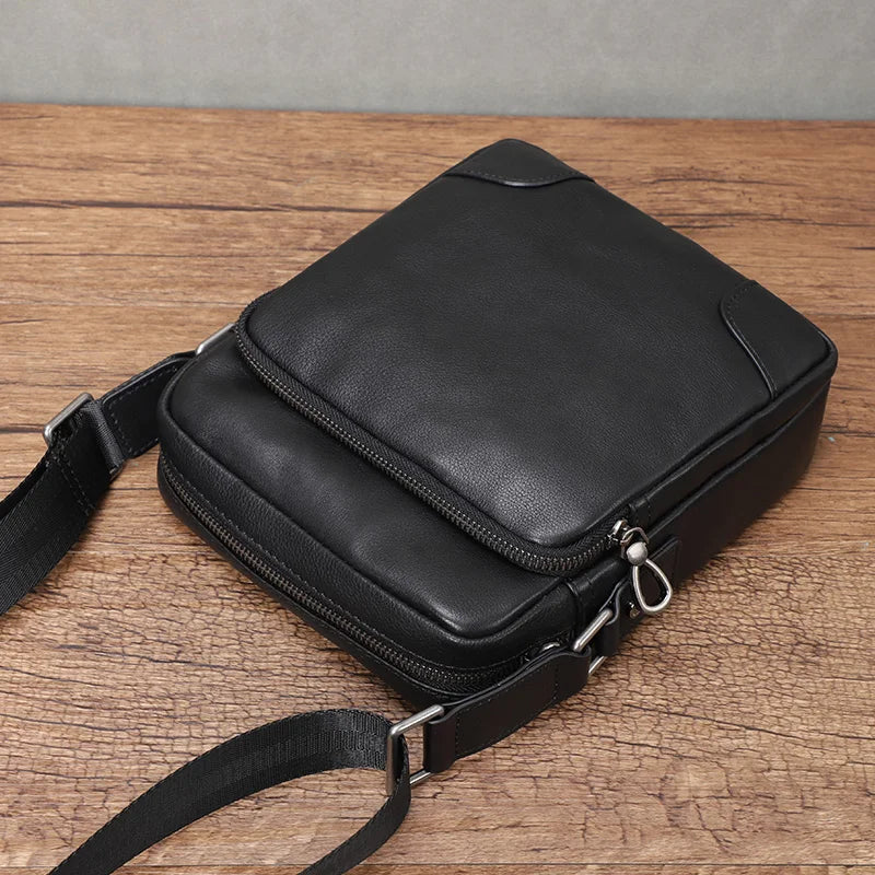 Sac à bandoulière en cuir véritable naturel pour homme, sacoche à rabat en cuir souple, petit sac à bandoulière pour homme, sacoche en cuir de vachette première couche