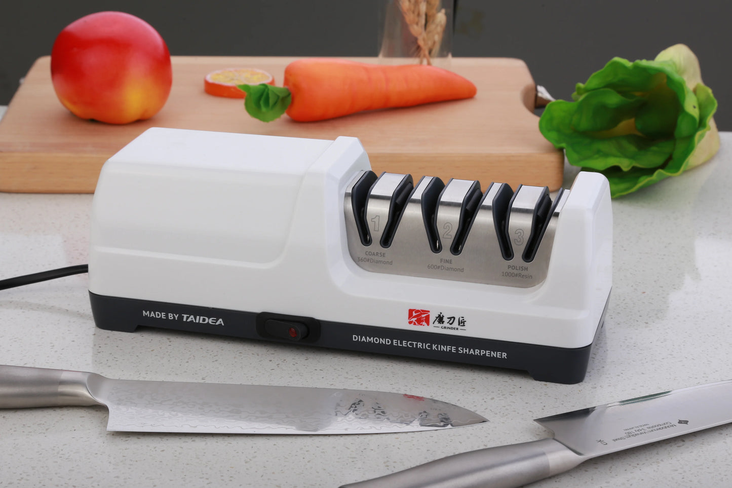 TAIDEA Top Level TG2101/TG2202 3 Stages 360 600 1000 Grit Electric Diamond Steel Sharpener Slot for Kitchen Ceramic Knife