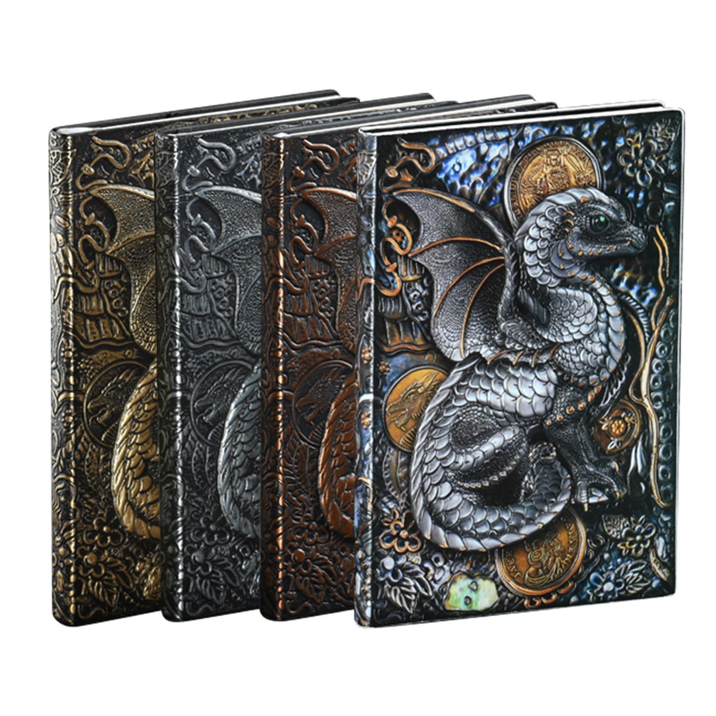 Carnet de notes A5 en relief avec motif dragon volant 3D, fait à la main, couverture en cuir, cadeau pour homme, voyage, pensées, notes, poésie