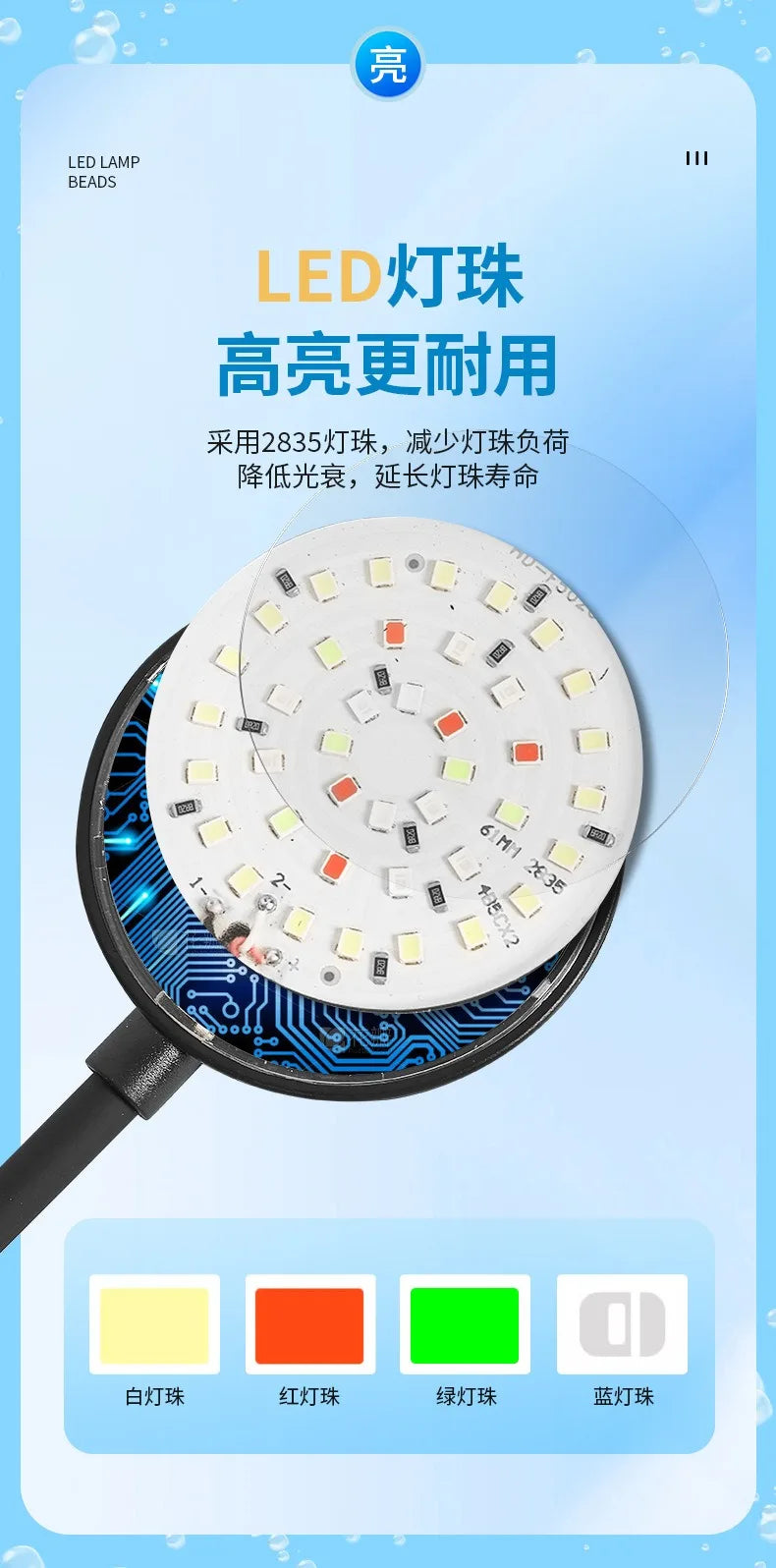 Lampe d'aquarium USB 5 W 7 W LED étanche pour aquarium, lampe sous-marine pour poissons, décoration d'aquarium, lampe pour plantes, mini lampe pour aquarium