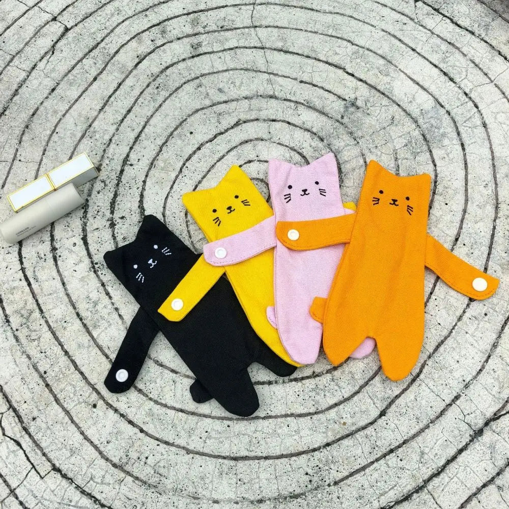 Canvas Cartoon Cat Coin Purse Zipper Closure Anti Loss Zippered Mini Wallet Snap Button Decorative Small Change Pouch Daily Use