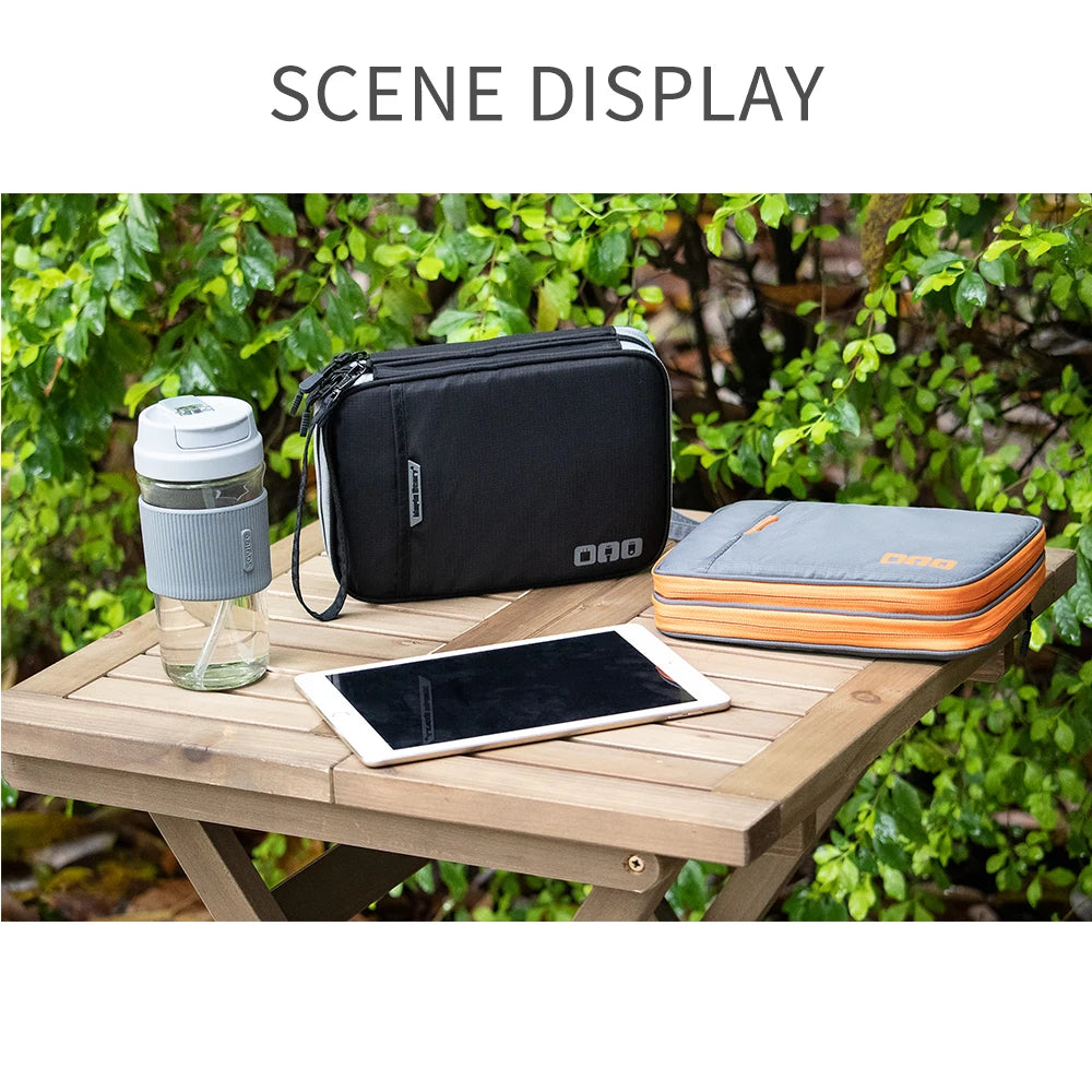 Organiseur électronique, organiseur de câbles de voyage, sac double couche pour accessoires électroniques, pour tablette 7,9", clé USB, cordons, noir